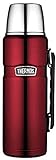 THERMOS Thermoskanne Edelstahl Stainless King, Edelstahl rot 1,2L, Isolierflasche mit Trinkbecher...