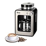 TM Electron Mini-Kaffeemaschine mit Kaffeemühle, 4 Tassen, für Kaffeebohnen, 600 W, waschbarer...
