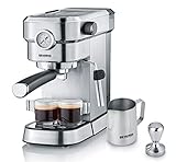 SEVERIN Espressomaschine 'Espresa Plus', Siebträgermaschine mit 3 Einsätzen, Kaffeemaschine mit...