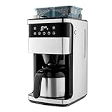 MEDION Kaffeemaschine mit Mahlwerk und Thermoskanne (1 Liter, max. 8 Tassen, 8 Mahlstufen, max. 1000...