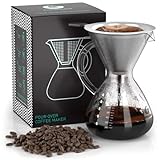 Coffee Gator Kaffeebereiter (800 ml) - Pour Over Kaffeebrüher für Filterkaffee - Glas Kaffeekanne...